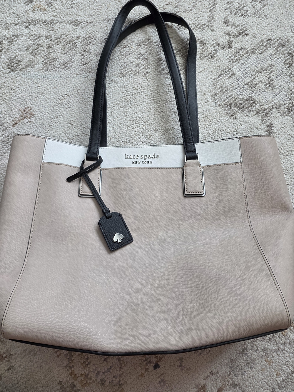 kate spade Beige & Black Leather Tote